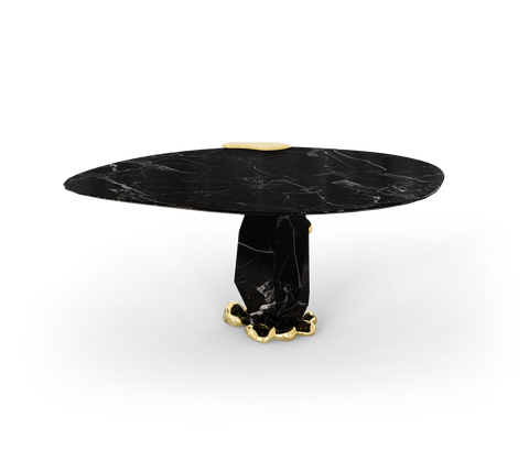 Diamond Marble and Brass Round Dining Table