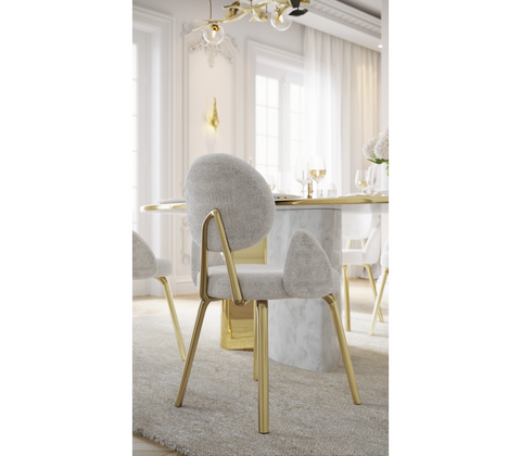 Althea Bouclé Sculptural Polished Gold Dining Chair