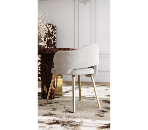 Amara Bouclé Modern Brass Chair