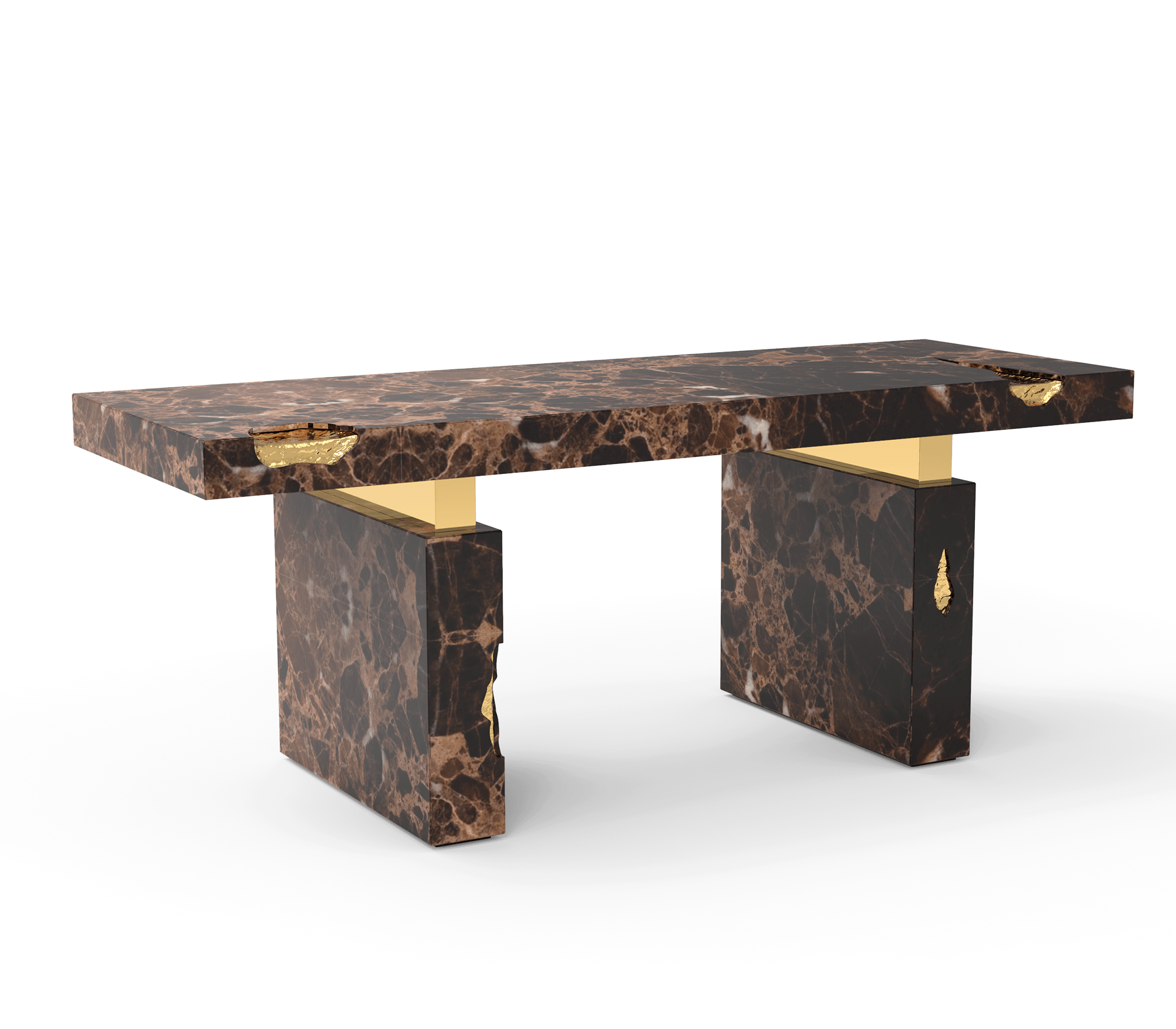 Empire Cracked Brass Inlay Marble Desk