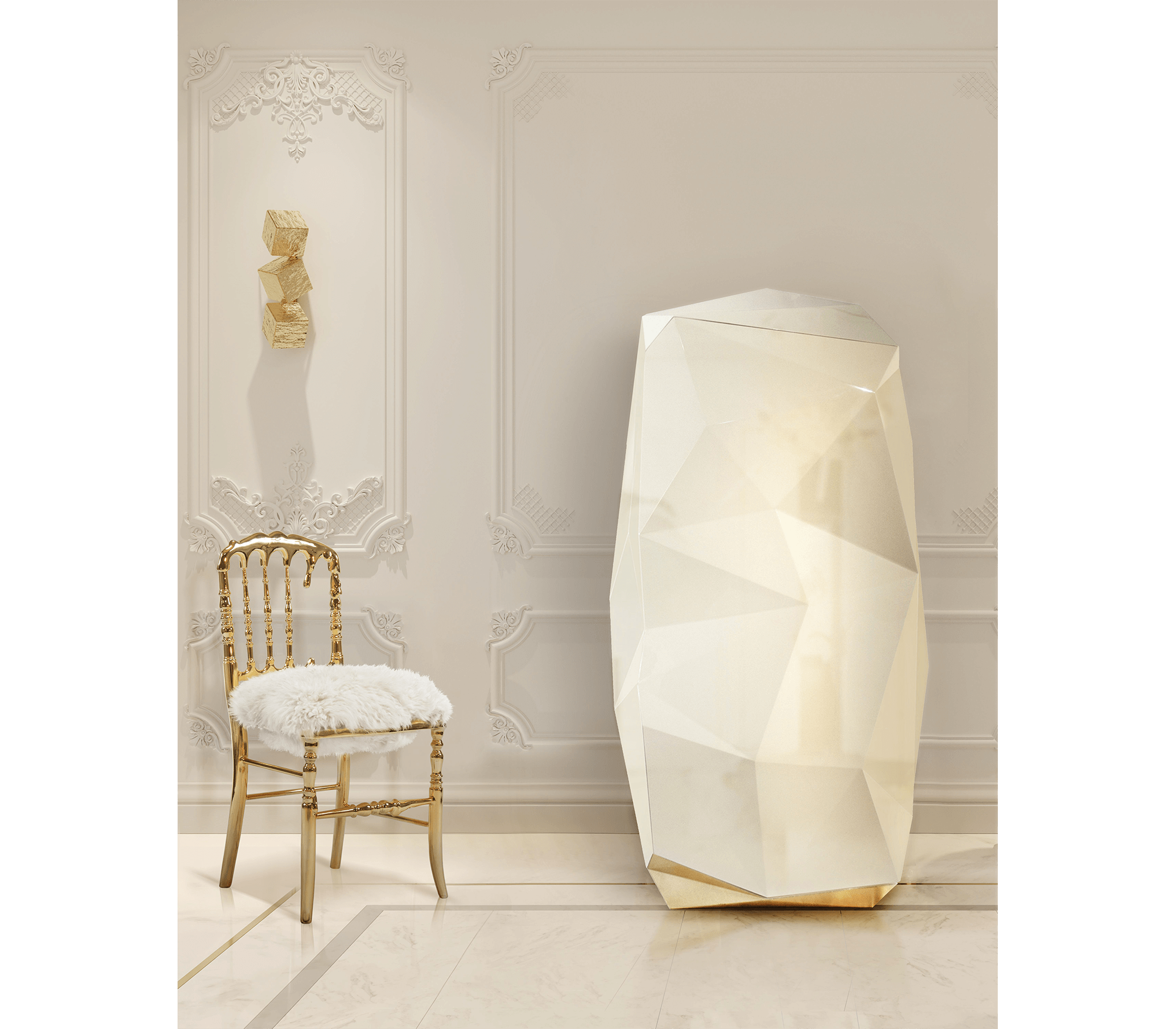 Emporium Fur Surrealist Gold Plated Chair