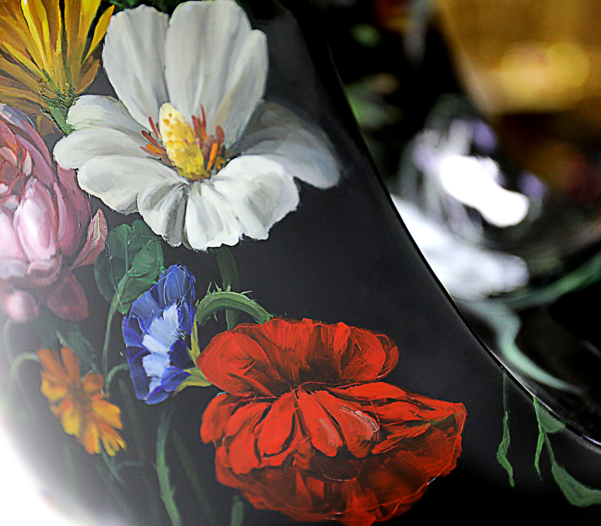 Floral Hand Oil Painted Limited Edition Decorative Stool