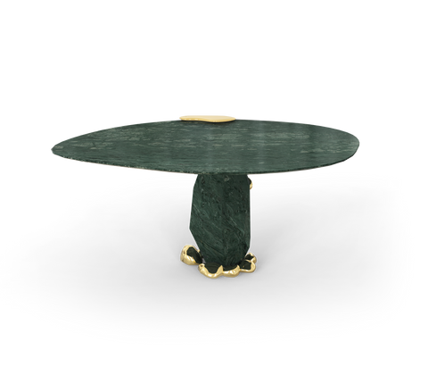 Diamond Marble and Brass Round Dining Table
