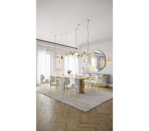 Althea Bouclé Sculptural Polished Gold Dining Chair
