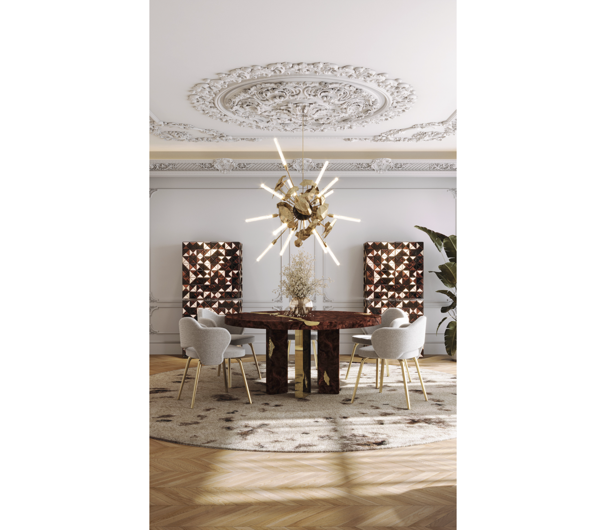 Amara Bouclé Modern Brass Chair