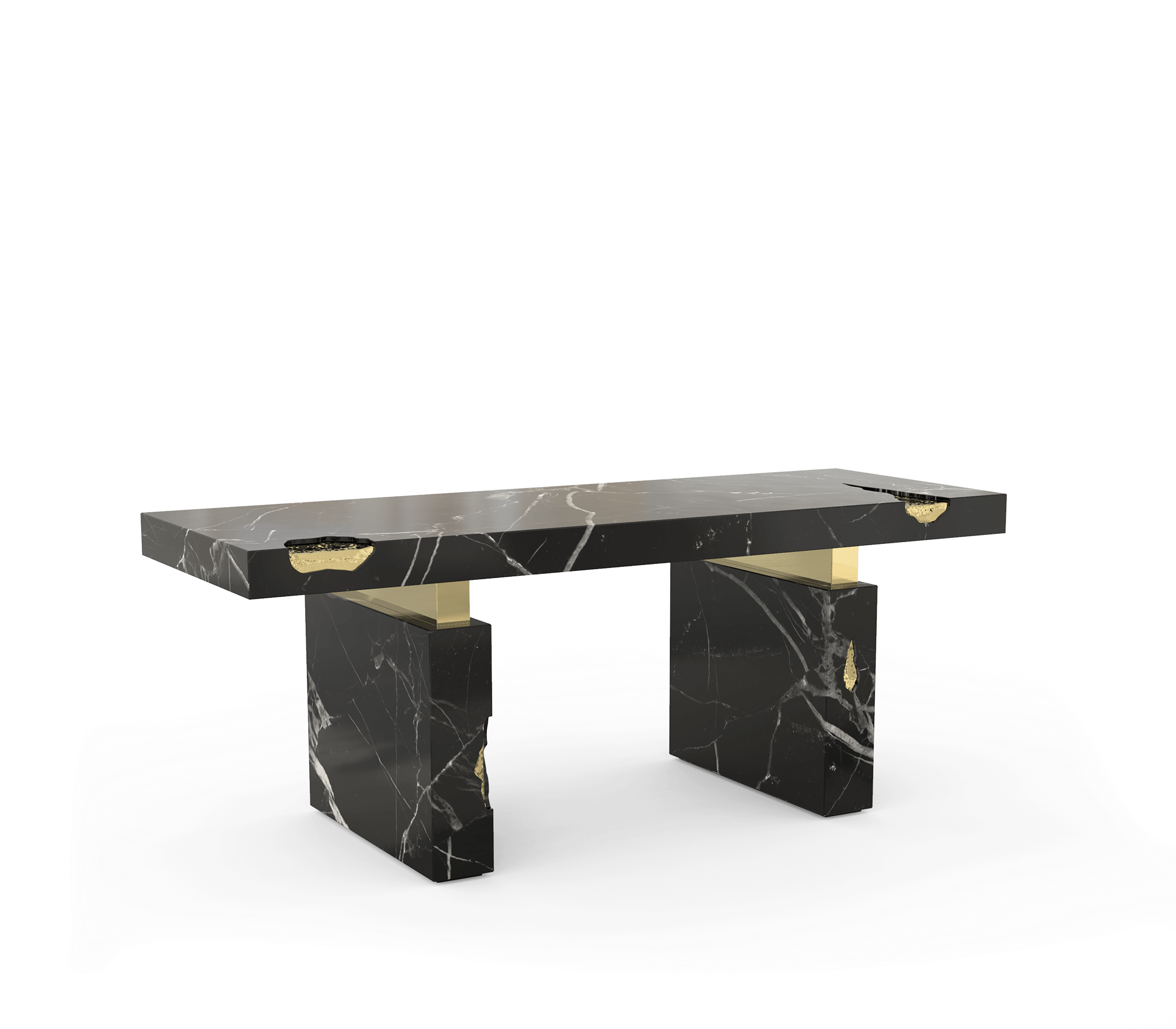 Empire Cracked Brass Inlay Marble Desk