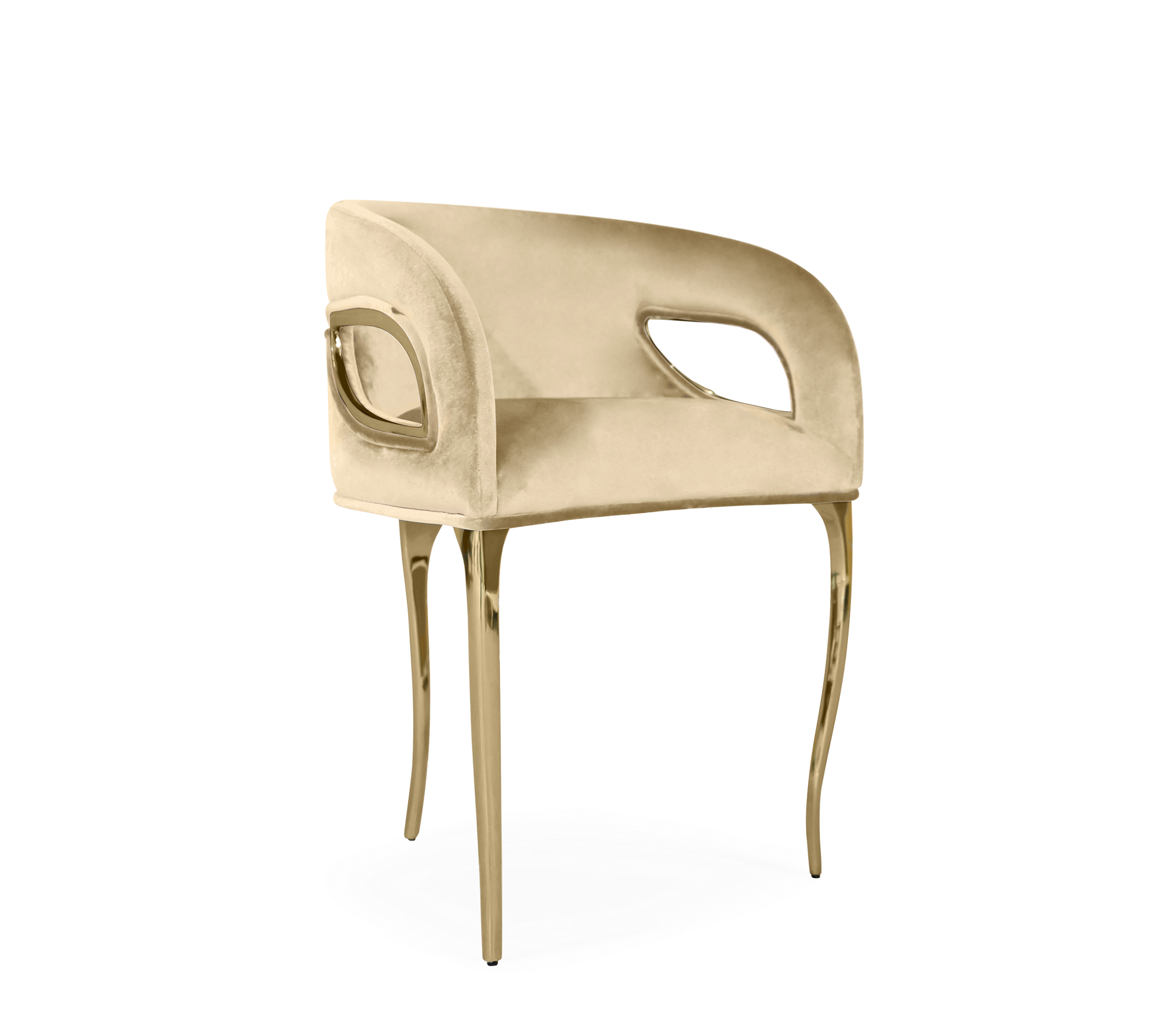 Chandra Cutout Gloss Brass Velvet Chair