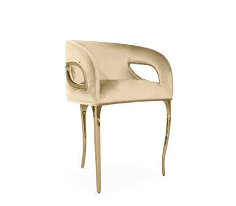 Chandra Cutout Gloss Brass Velvet Chair