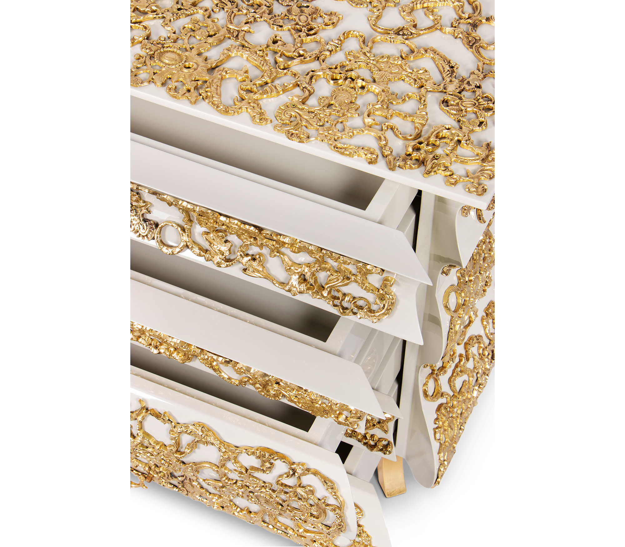 Crochet Baroque Gold Filigree Nightstand
