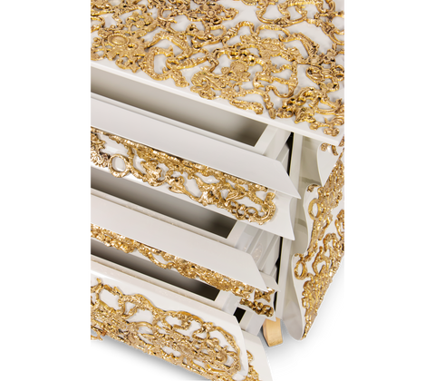 Crochet Baroque Gold Filigree Nightstand