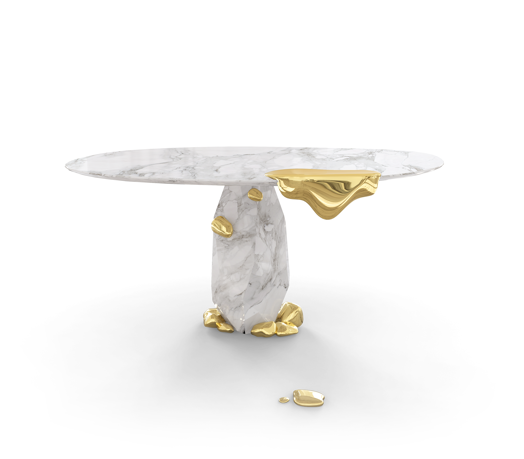 Diamond Marble and Brass Round Dining Table