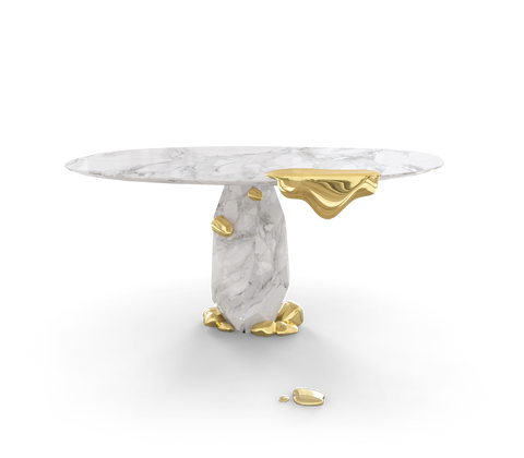 Diamond Marble and Brass Round Dining Table