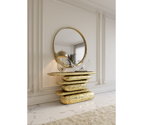 Brass Glass Gold Sculptural Form Cabinet