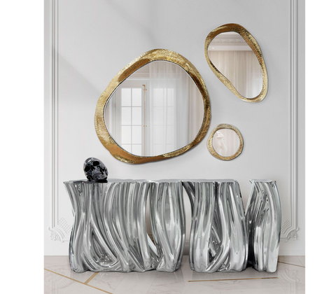 Lacquer Blue Sculptural Form Cabinet