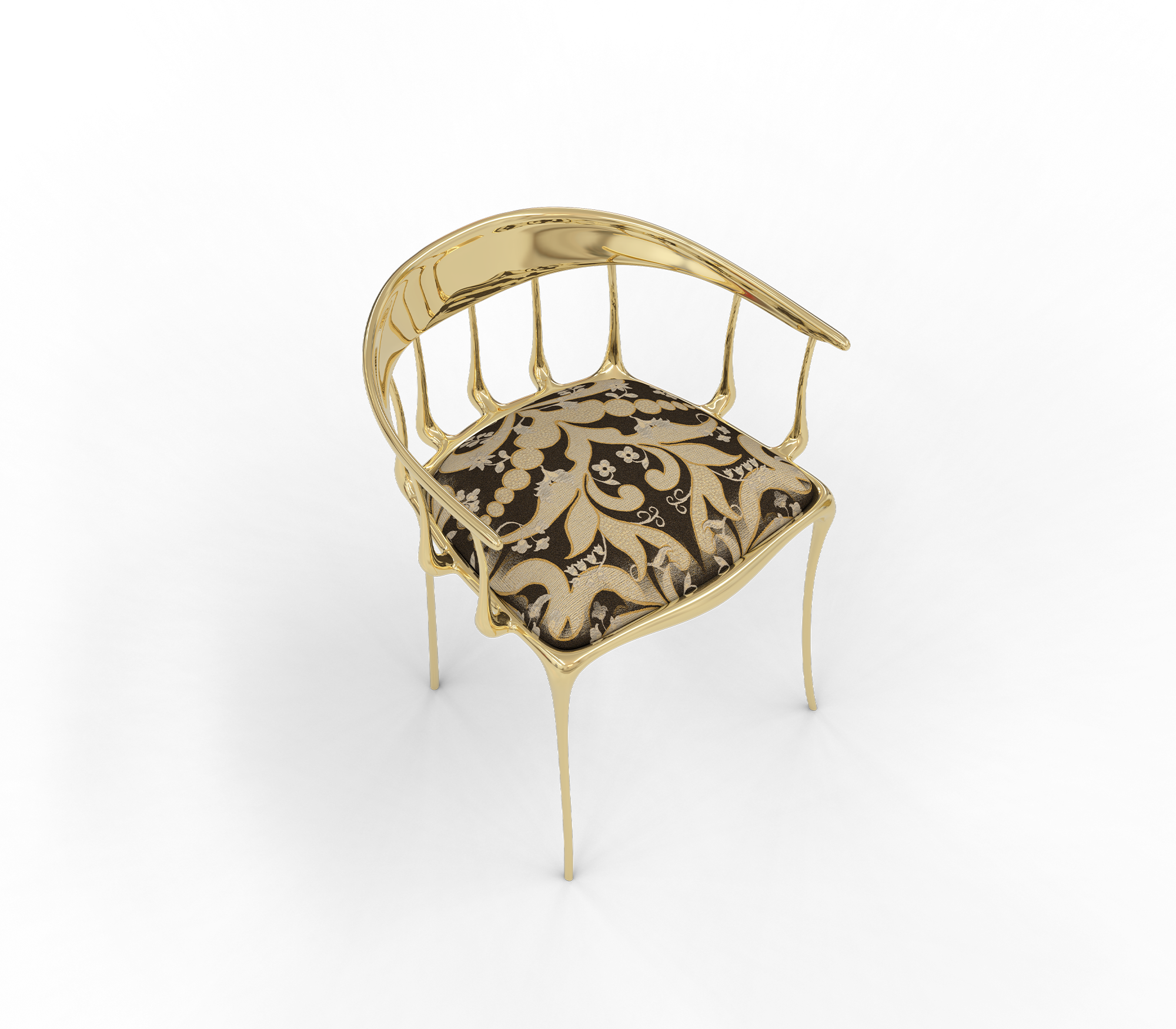 No11 Semiramide Nero Surrealist Polished Gold Dining Chair