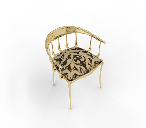 No11 Semiramide Nero Surrealist Polished Gold Dining Chair