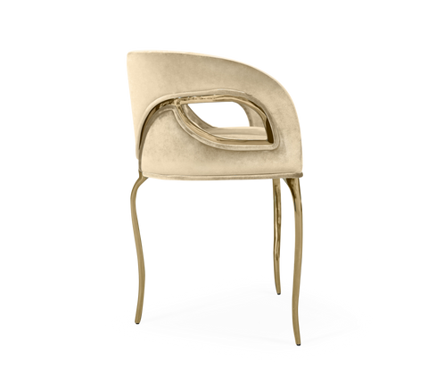 Chandra Cutout Gloss Brass Velvet Chair