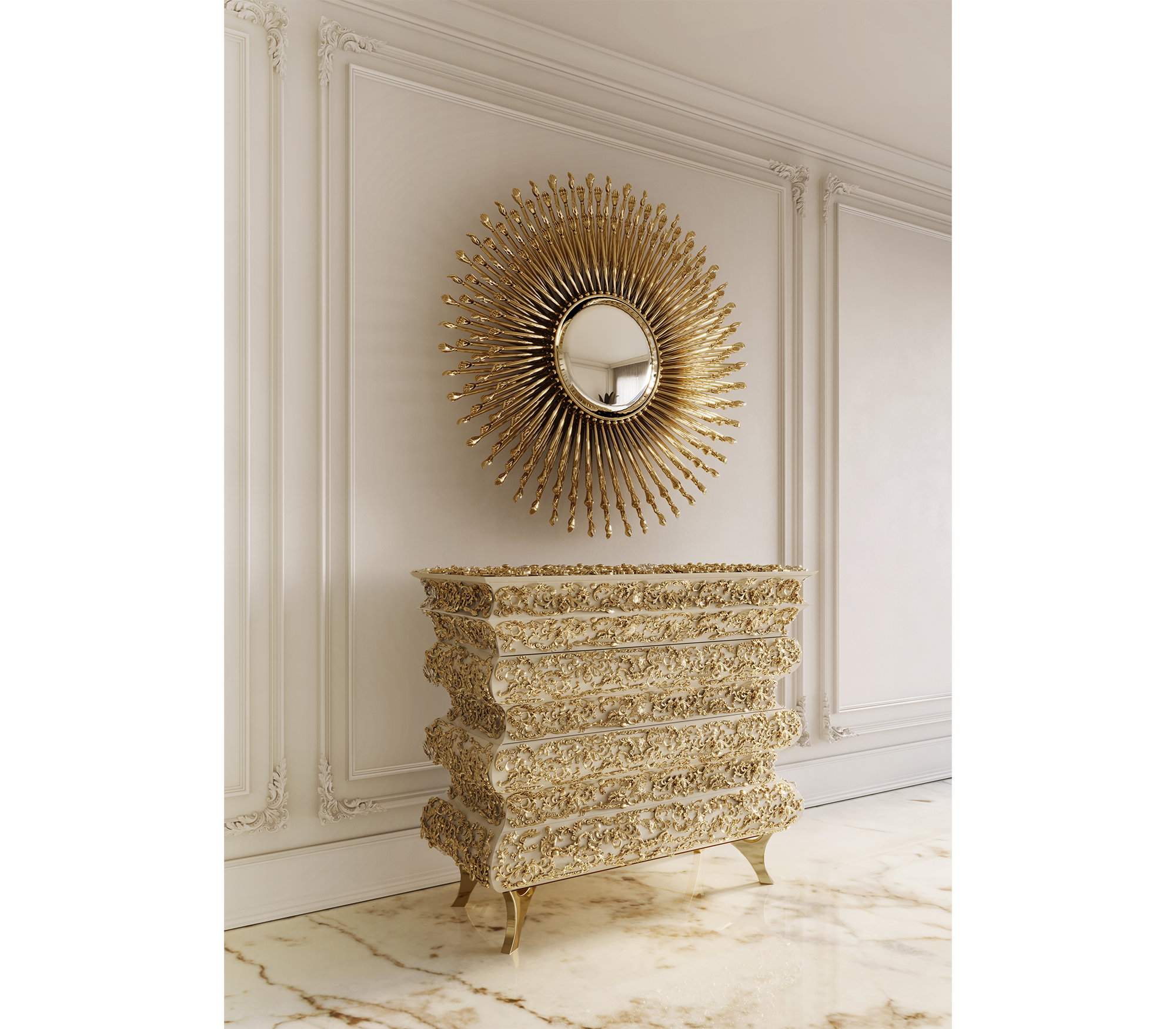 Crochet Baroque Gold Filigree Nightstand