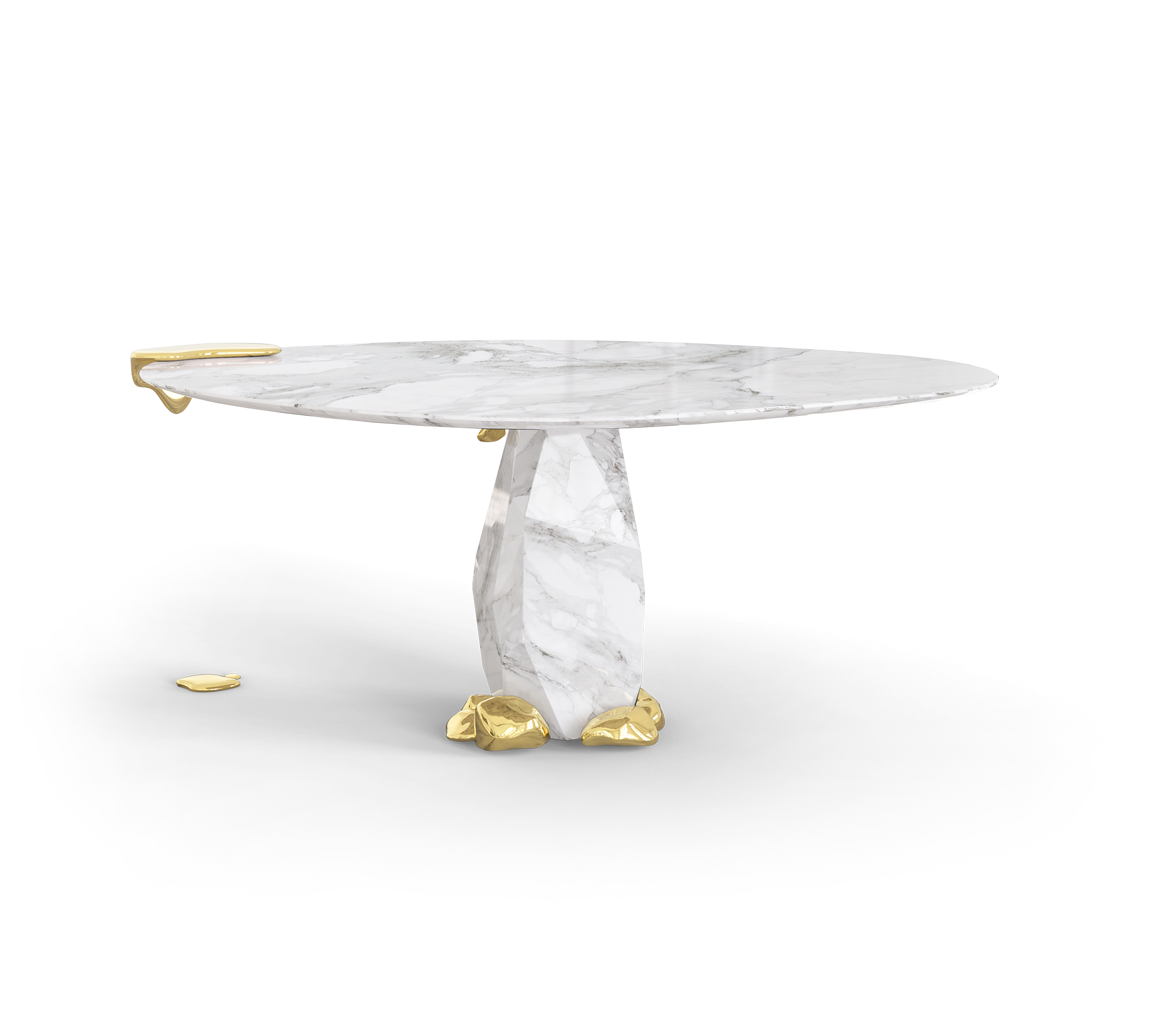 Diamond Marble and Brass Round Dining Table