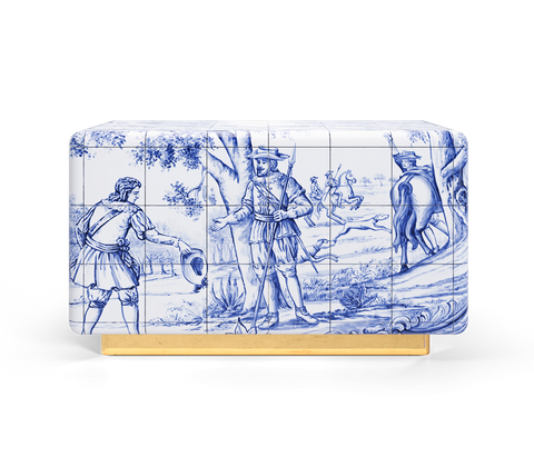 Heritage Azulejo Hand-Painted Ceramic Nightstand