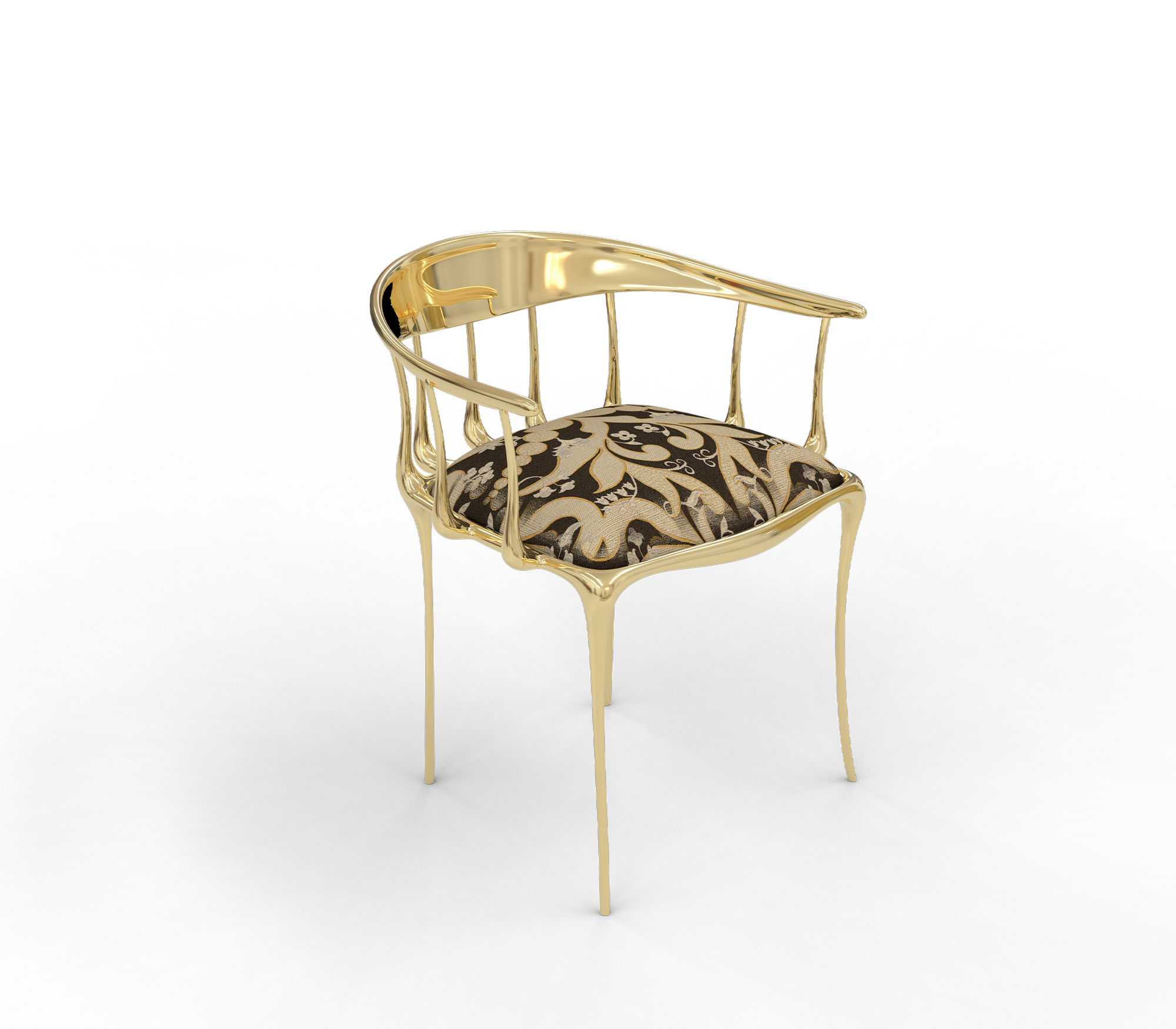 No11 Semiramide Nero Surrealist Polished Gold Dining Chair