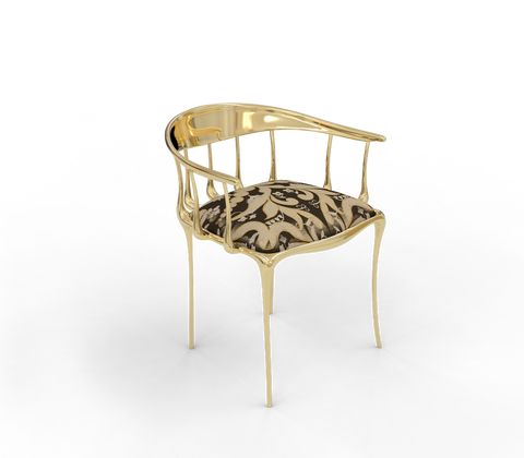 No11 Semiramide Nero Surrealist Polished Gold Dining Chair