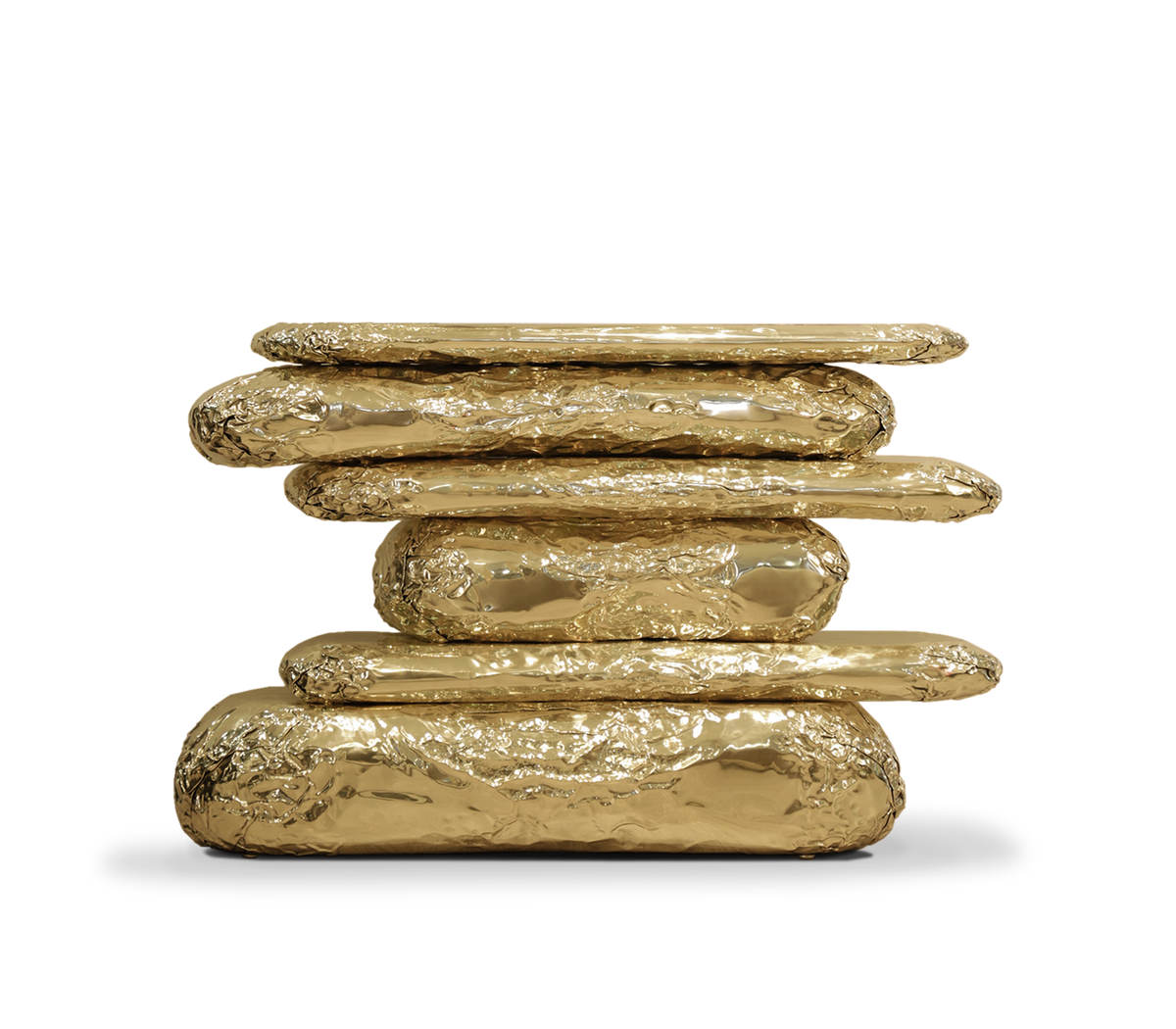Brass Glass Gold Sculptural Form Cabinet