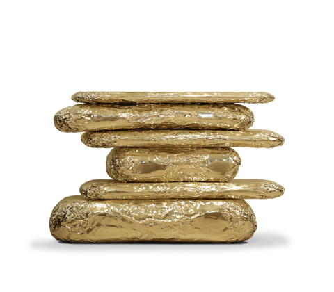 Brass Glass Gold Sculptural Form Cabinet