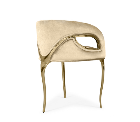 Chandra Cutout Gloss Brass Velvet Chair
