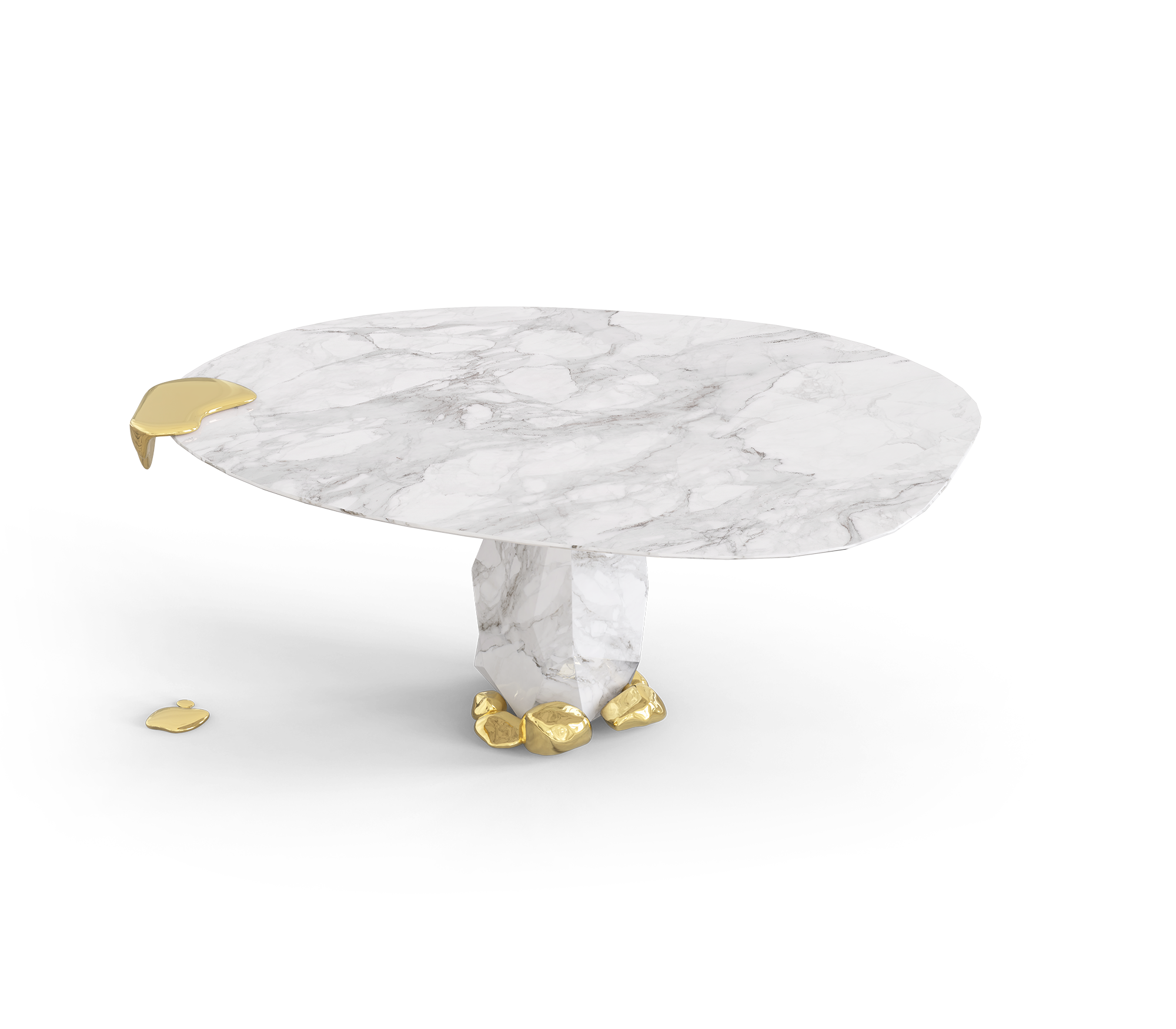 Diamond Marble and Brass Round Dining Table