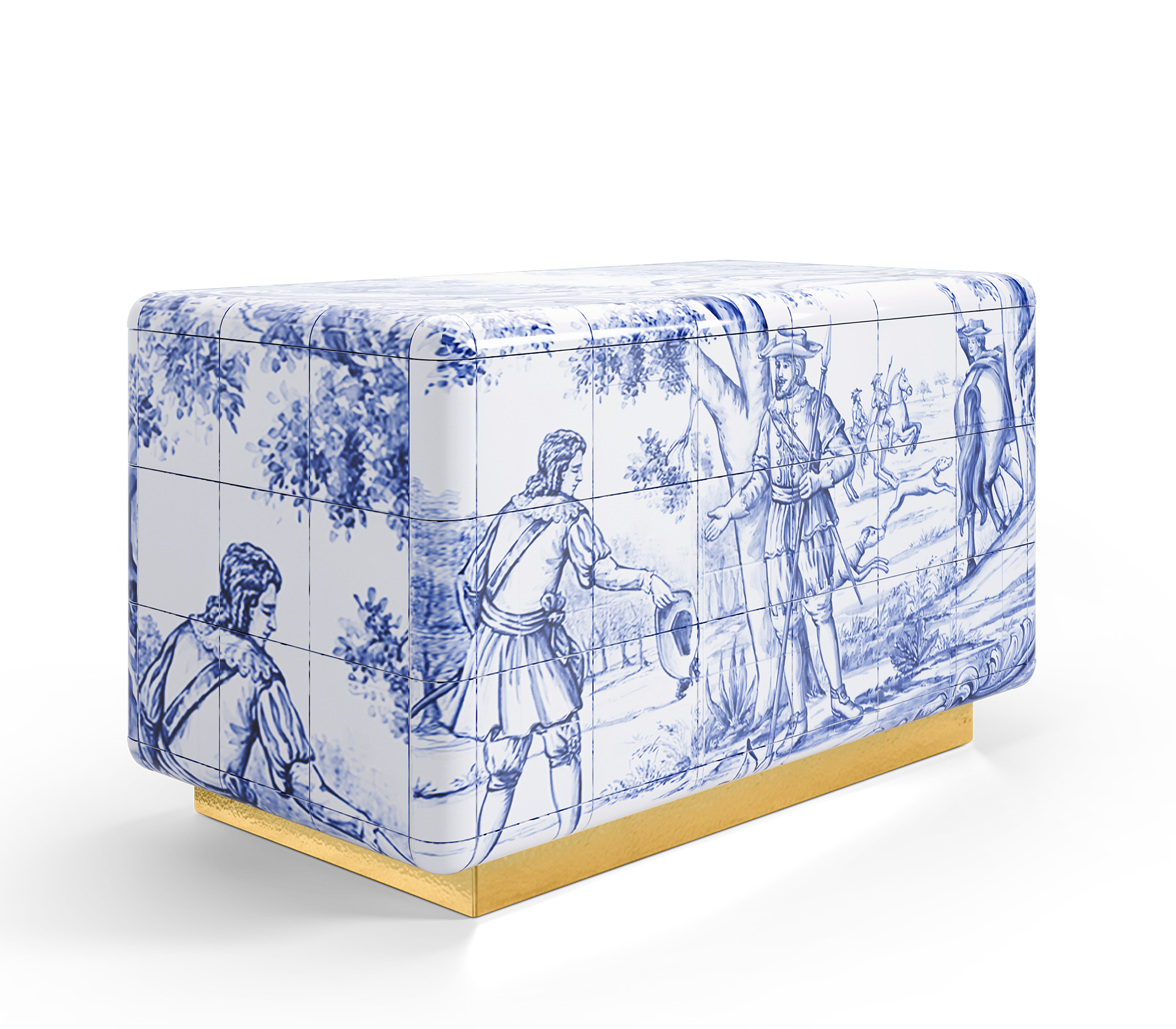 Heritage Azulejo Hand-Painted Ceramic Nightstand