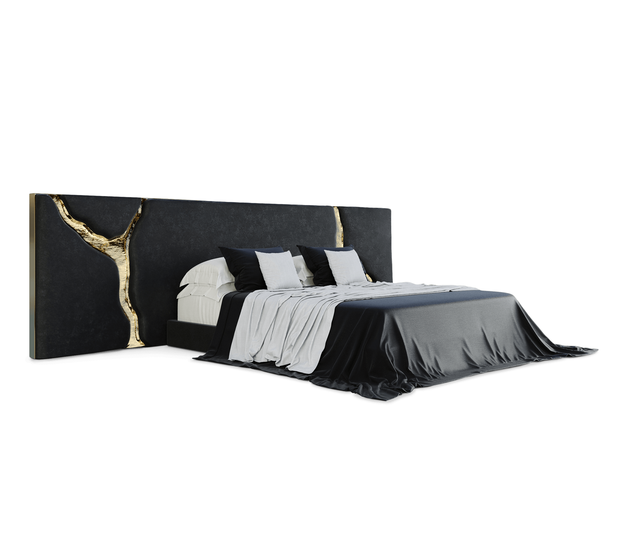 Lapiaz Kintsugi Velvet Polished Gold Headboard