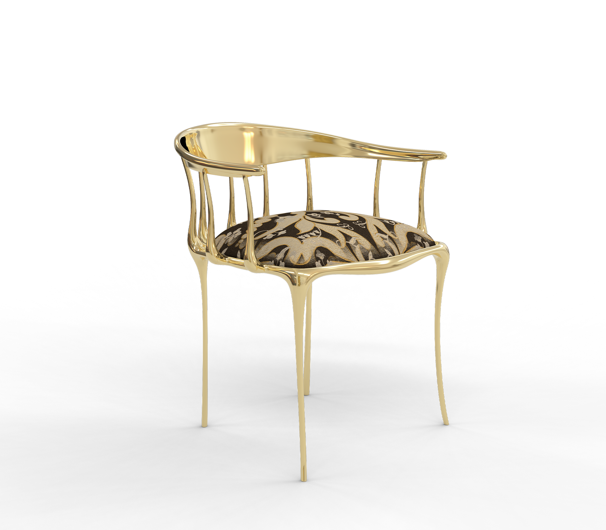 No11 Semiramide Nero Surrealist Polished Gold Dining Chair