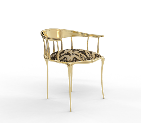 No11 Semiramide Nero Surrealist Polished Gold Dining Chair