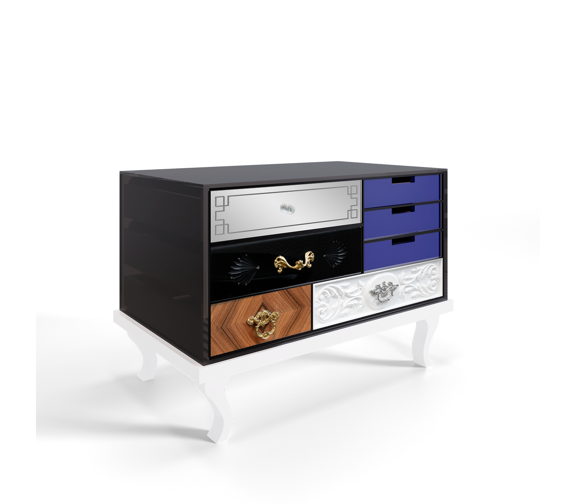 Soho Eclectic Mixed Material Bedside Table