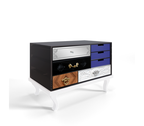 Soho Eclectic Mixed Material Bedside Table