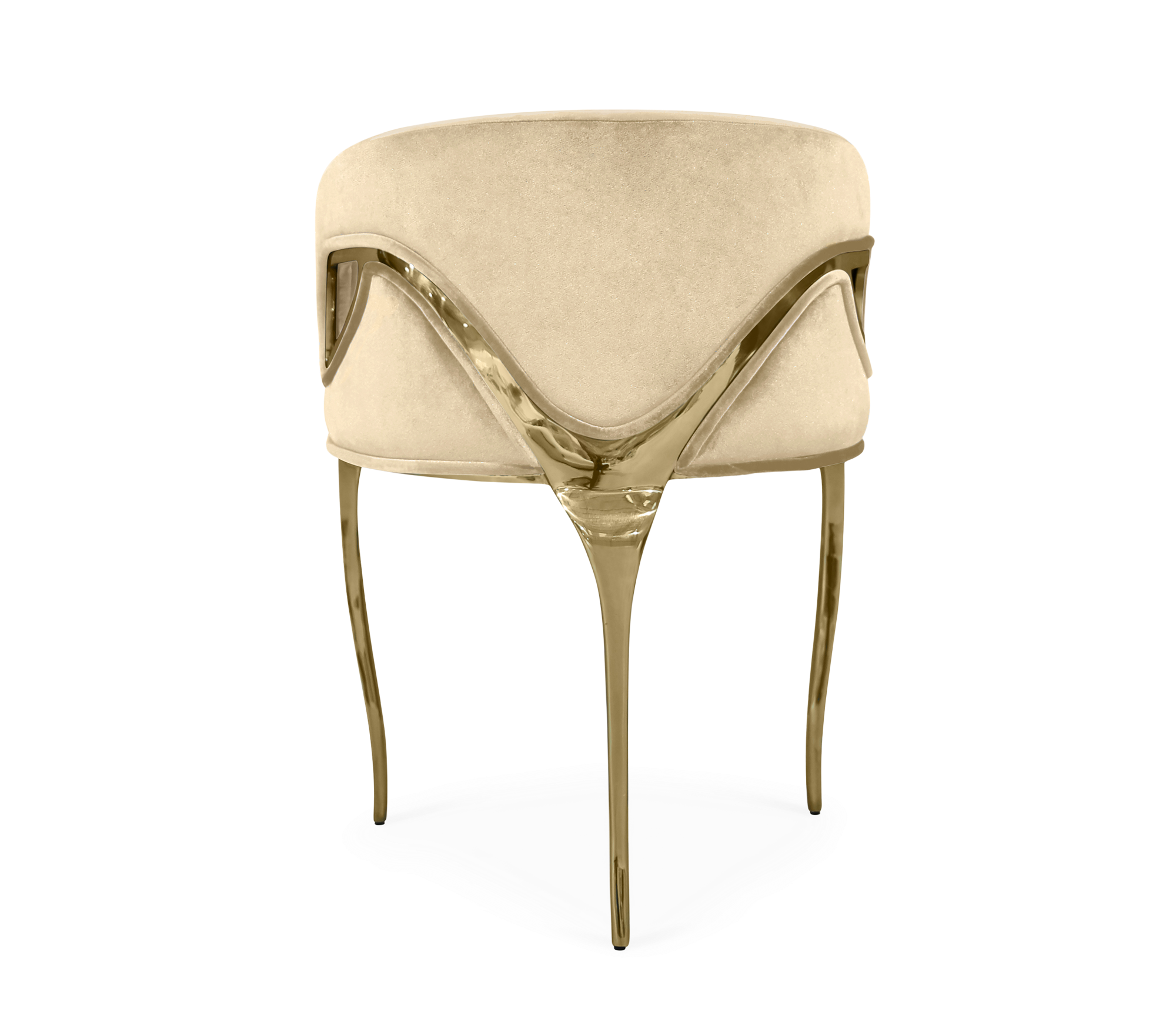Chandra Cutout Gloss Brass Velvet Chair