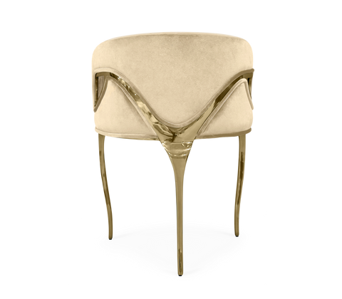 Chandra Cutout Gloss Brass Velvet Chair