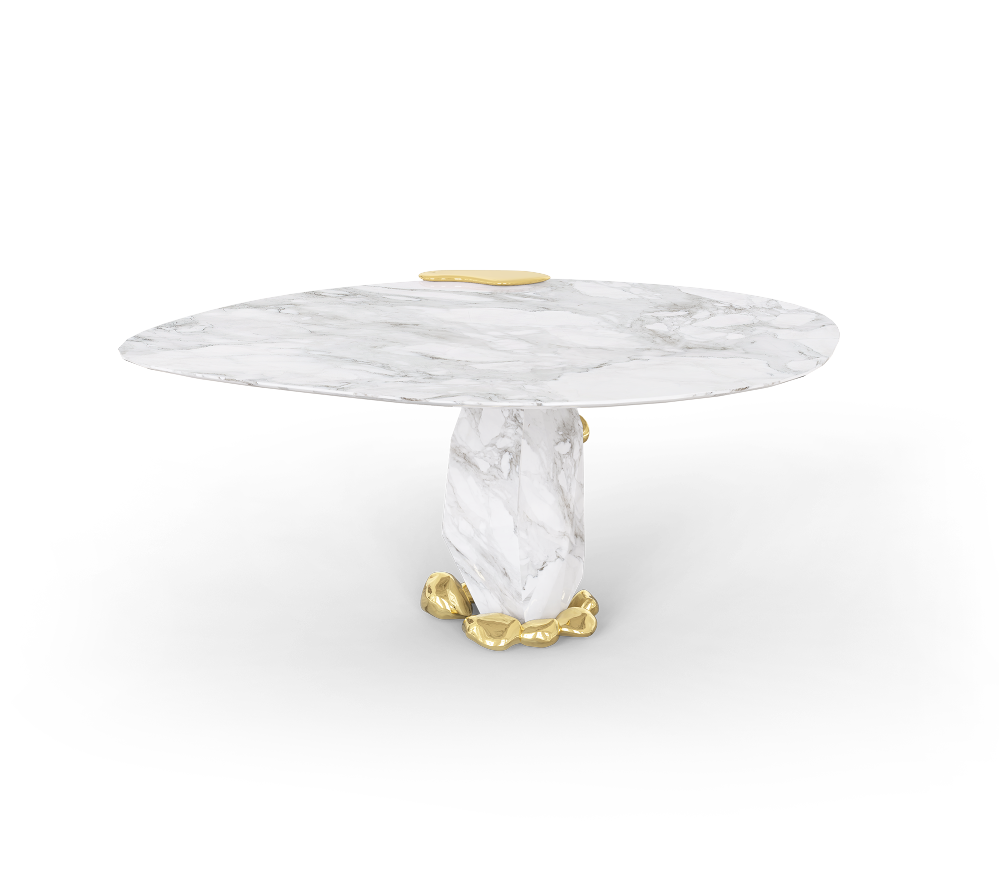 Diamond Marble and Brass Round Dining Table