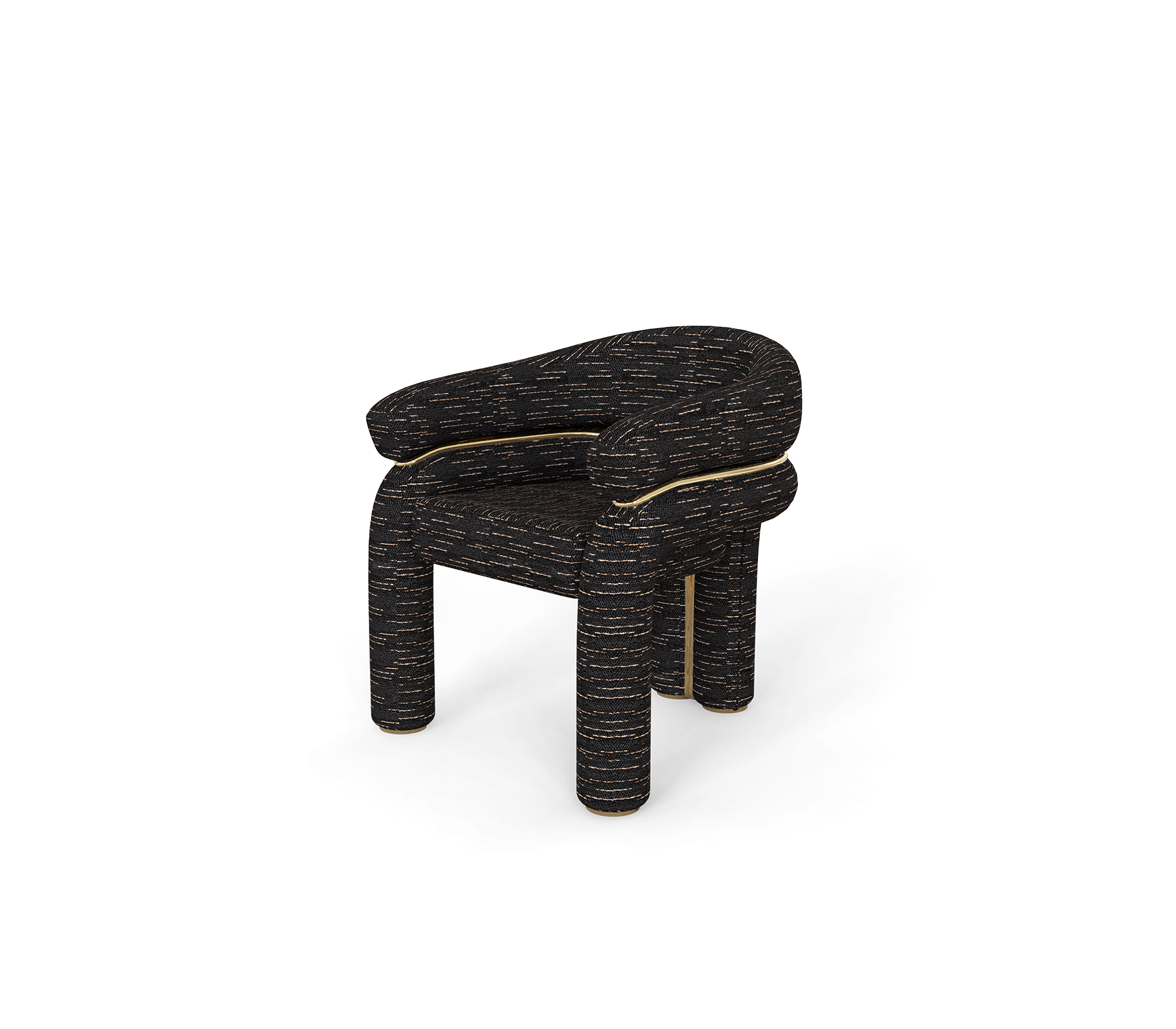 Elara Curved Sculptural Polished Brass Dining Chair