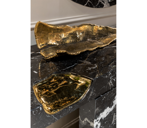 Brass Mirrored Gold Sculptural Form Cabinet Entryway
