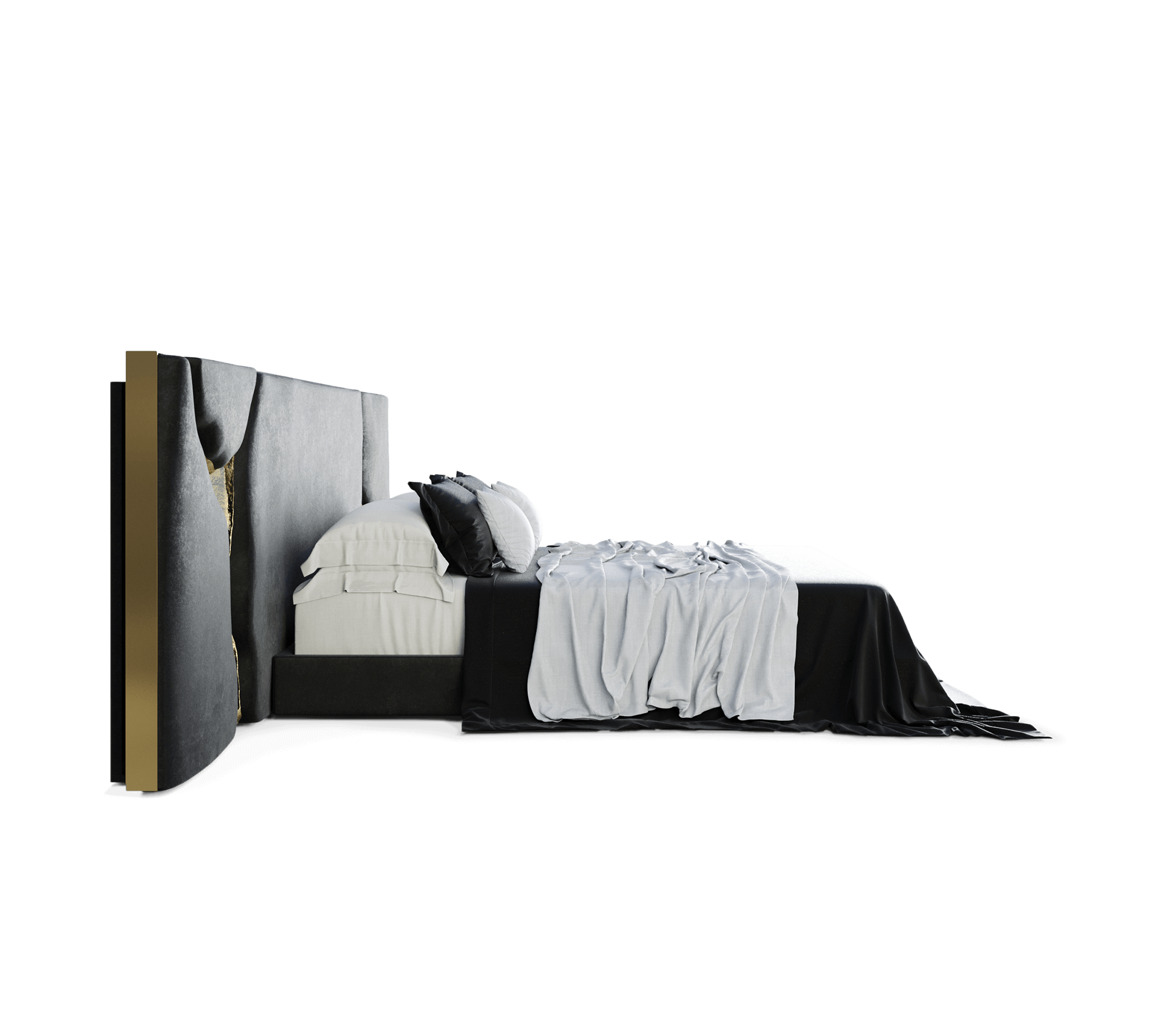 Lapiaz Kintsugi Velvet Polished Gold Headboard