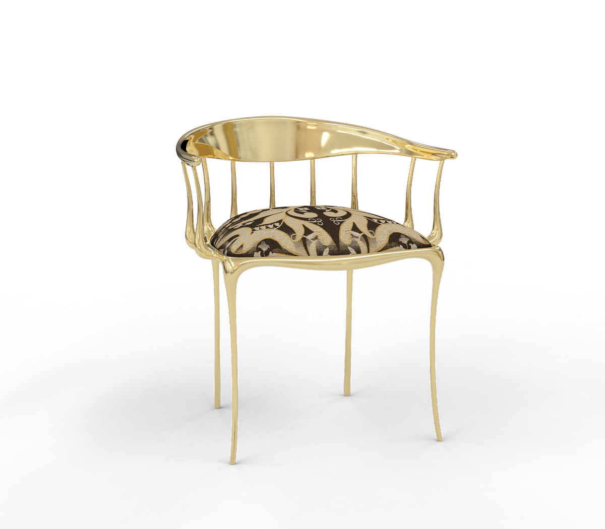 No11 Semiramide Nero Surrealist Polished Gold Dining Chair