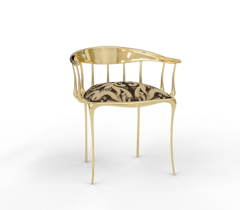 No11 Semiramide Nero Surrealist Polished Gold Dining Chair