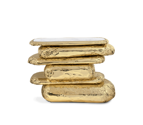 Brass Glass Gold Sculptural Form Cabinet