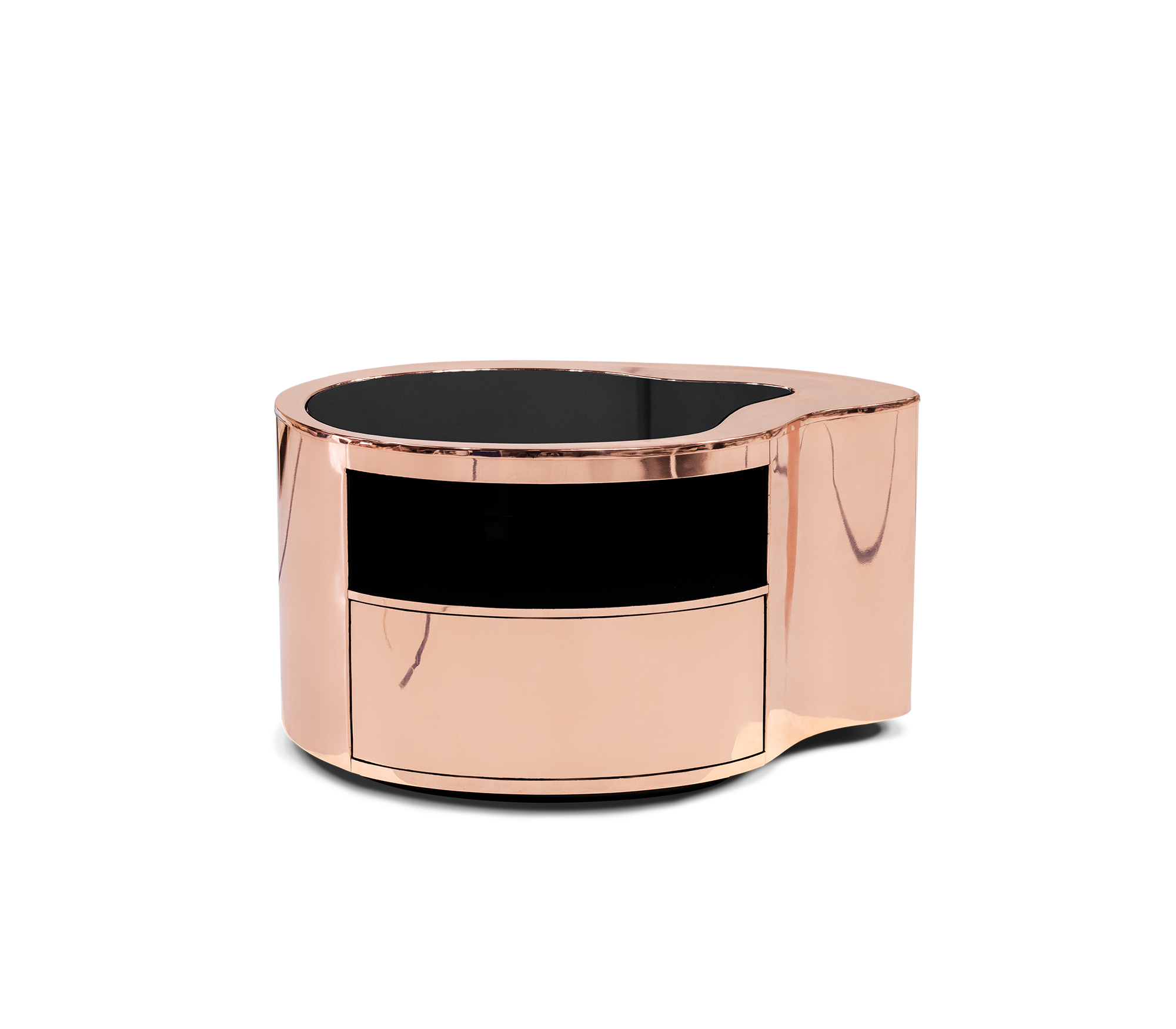 Wave Organic Curved Polished Metal Modern Nightstand