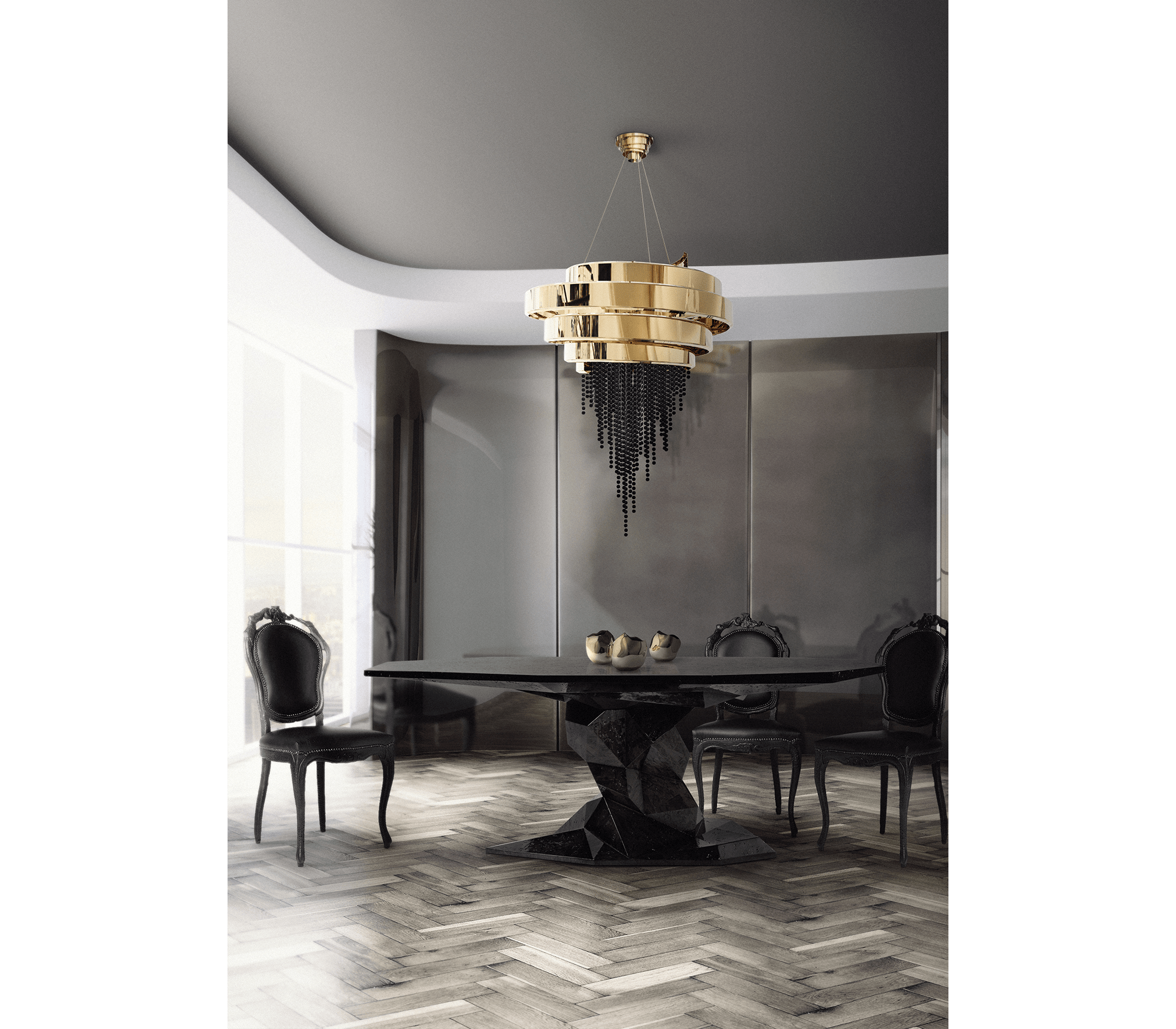 Faceted Design Dining Table for Dining Room