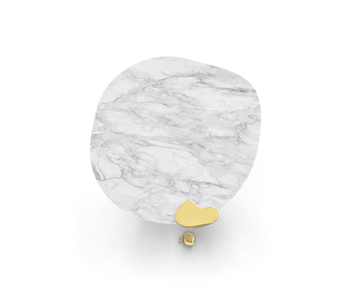 Diamond Marble and Brass Round Dining Table