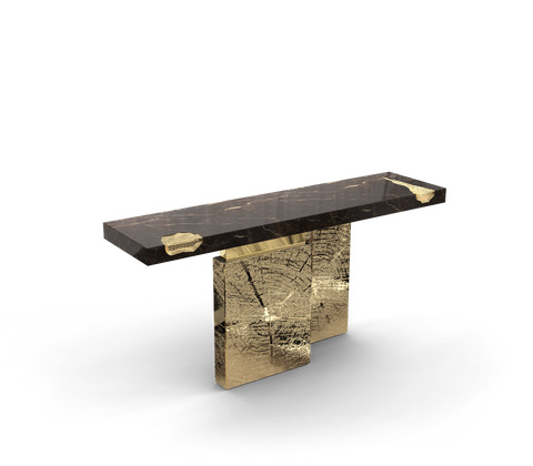 Brass Mirrored Gold Sculptural Form Cabinet Entryway