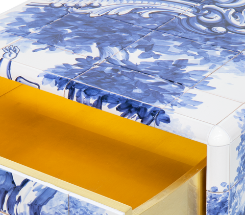 Heritage Azulejo Hand-Painted Ceramic Nightstand